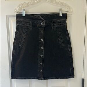 Black Button-Up Denim Skirt